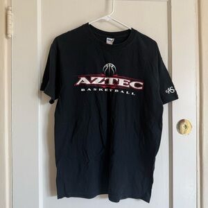 Black Aztec Basketball Short Sleeve T-Shirt with Red & White Logo